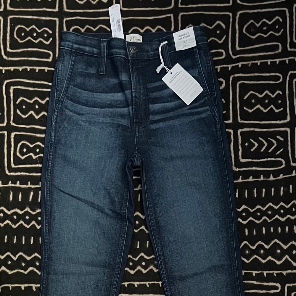 J. CREW Denim Vintage Straight Trouser Jeans Size 25 Deep Sea Wash *NWT*